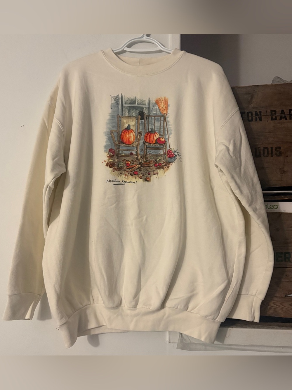 Vintage 90s Northern Reflections Graphic Fall Sweater Pumpkin Print Size XL